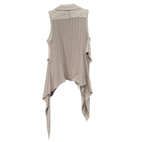 Anthropologie Waterfall Drape Vest M Taupe Open Front Textured Knit Sleeveless - Picture 4 of 6